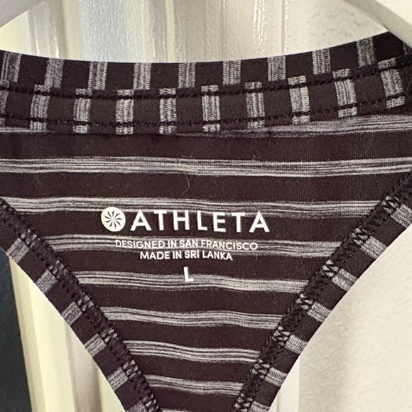 Athleta Charcoal and Black Striped Tank Top - Picture 2 of 5
